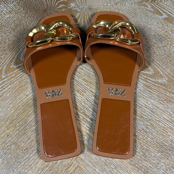 ZARA Brown Slides with Gold Chain Detail 40 - Picture 8 of 12